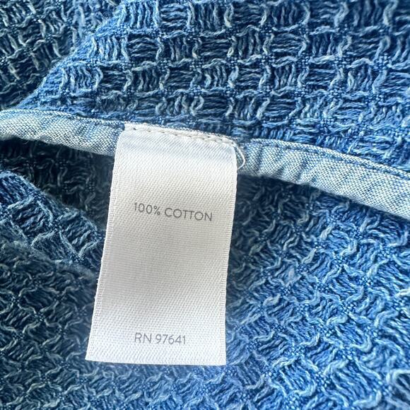 J. Jill Pure Jill Indigo Field Jacket Geneva Wash Waffle Knit ButtonUp Cotton XS - Picture 7 of 10